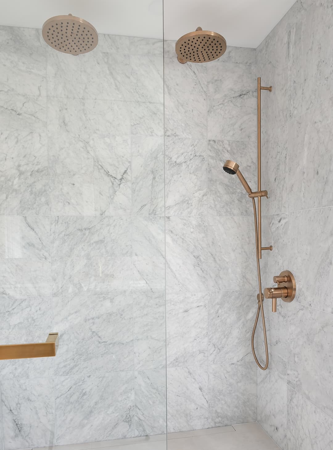 Stone Crescent Marble and Gold Shower